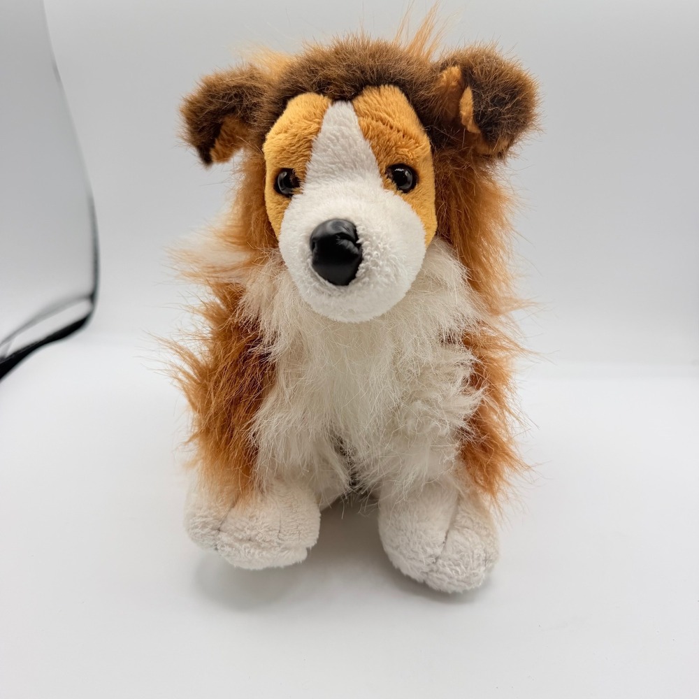 Ganz Webkinz Collie Dog Plush Brown White HM149 VG Condition W Logo Toy NO CODE